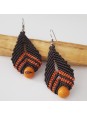 Pendientes artesanales Joyería macrame Hilo encerado semilla acai Idea de regalo