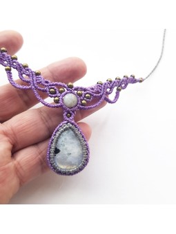 Gargantilla de Macramé con Piedra luna Diseño Artesanal y Elegante Joyería Artesanal Diseño Único Idea de regalo