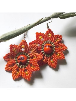 Pendientes Artesanales Macramé Boho Hecho a mano Semilla acai Regalo ideal