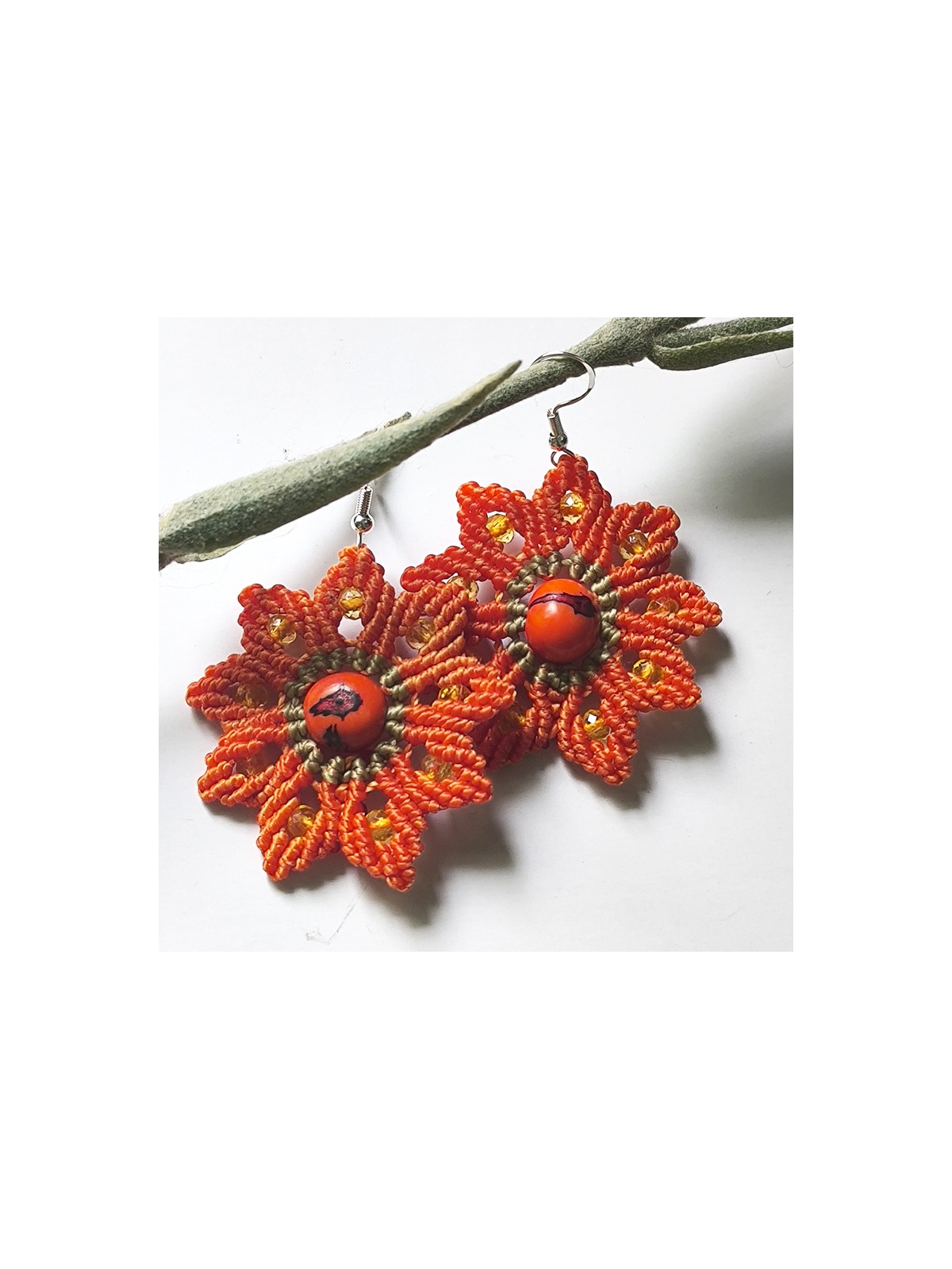 Pendientes Artesanales Macramé Boho Hecho a mano Semilla acai Regalo ideal