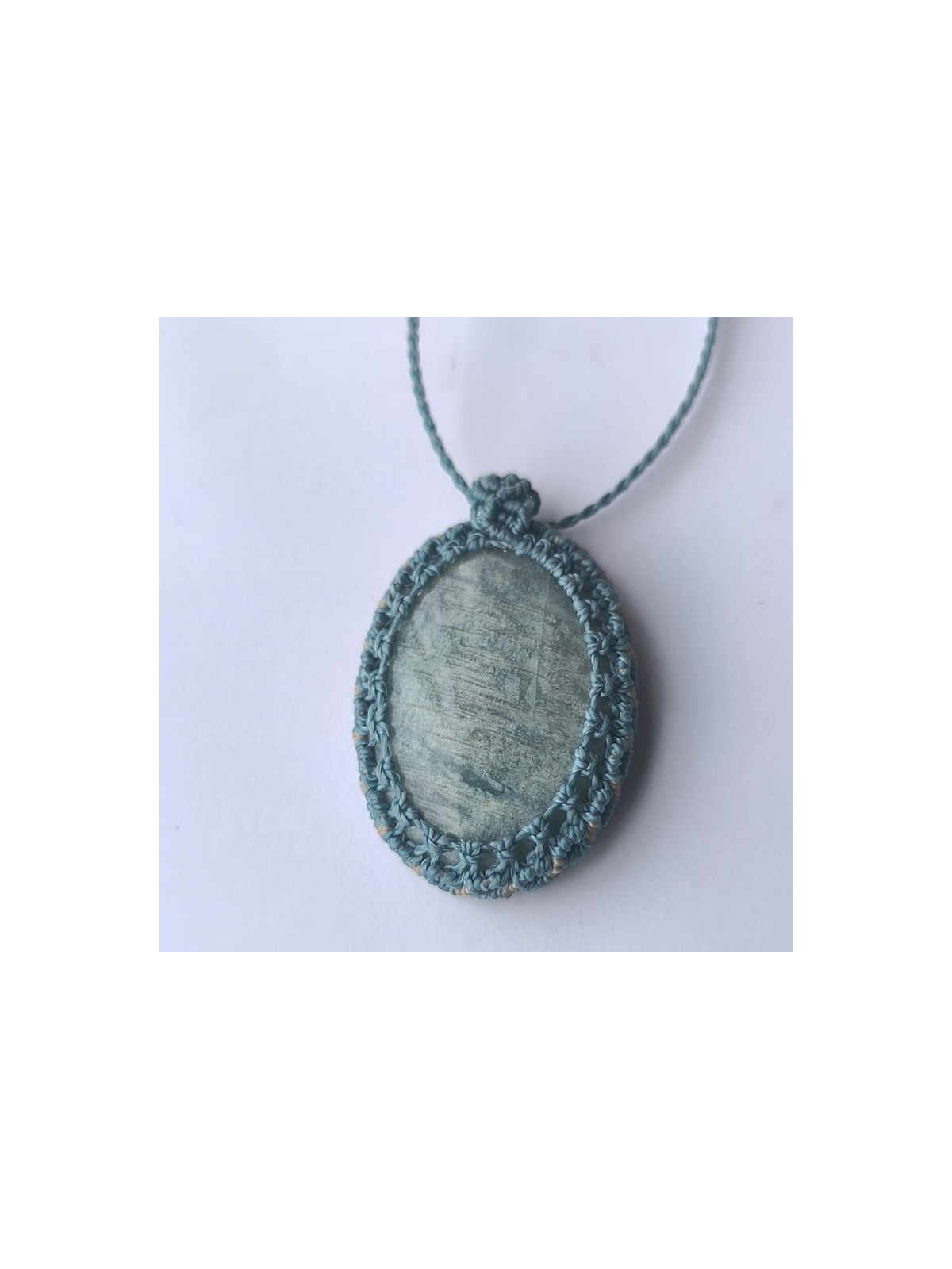 Piedra Natural Amazonita  Joyería macrame Diseño único Estilo Boho Collar artesanal Hecho a mano