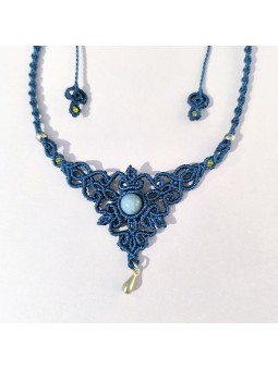 Collar artesanal Tejido Macrame Collar Boho Diseño Artesanal Piedras Naturales