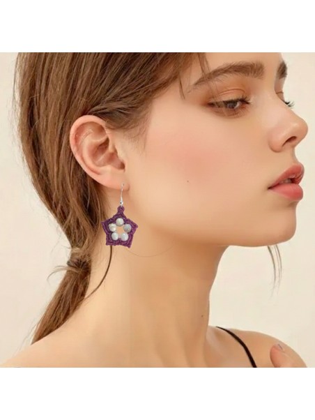 Joyería artesanal Pendientes tejidos Piedras Naturales Jewelry Estilo Boho Regalo perfecto Joyerýa ocasional