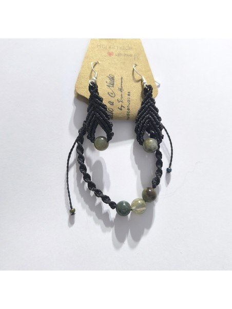 set de pulsera y pendientes Estilo  Hippie Boho Piedras naturales Pendientes gota Pulsera artesanal  Ideas de regalo