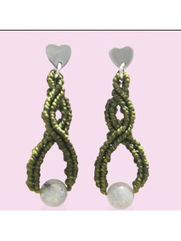 Pendienters artesanales Pendientes tejidos Artesanía en Macrame Estilo Hippie Boho Chic Regalo perfecto Piedras naturales