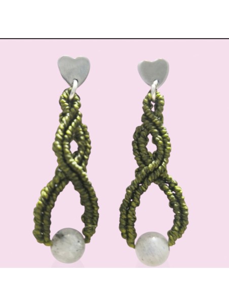 Pendienters artesanales Pendientes tejidos Artesanía en Macrame Estilo Hippie Boho Chic Regalo perfecto Piedras naturales