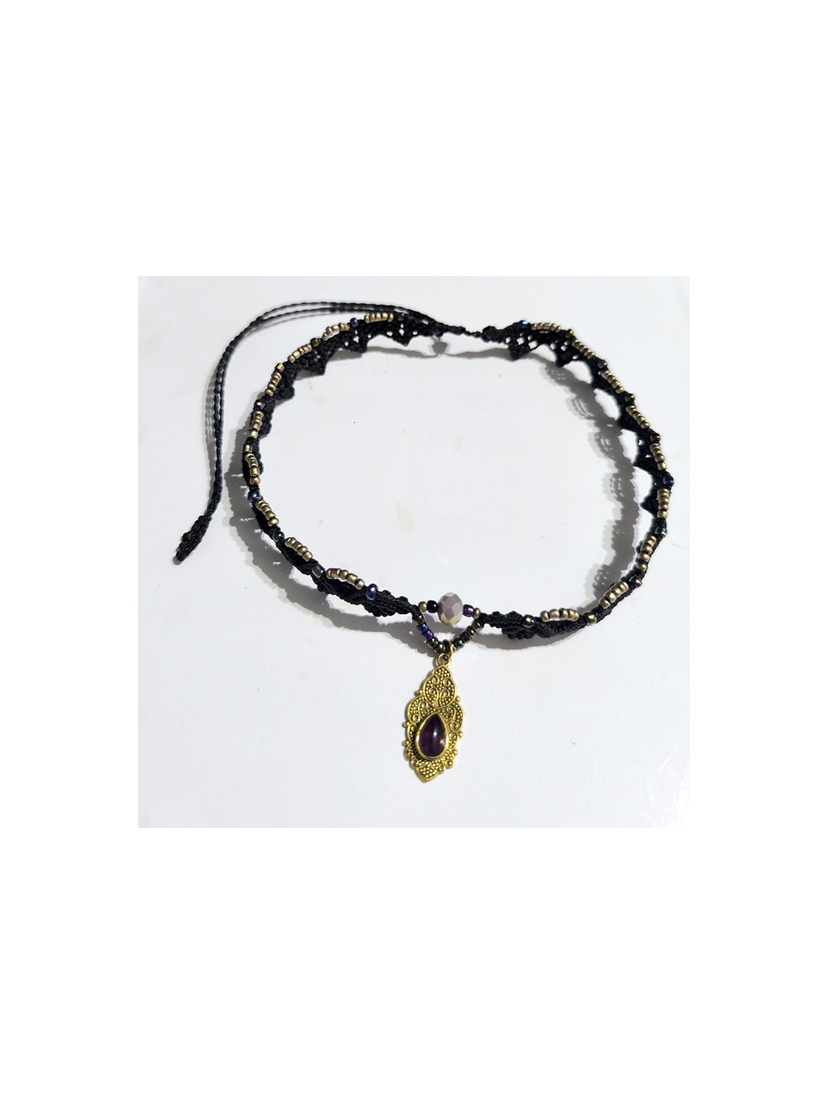 Gargantilla artesanal, choker, jorería tejida, piedra cornalina, filigrana, choker negro , regalo perfecto