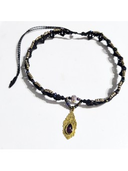 joyería artesanal Joyería en macrme y  Filigrana Piedra púrpura Regalo ideal Estilo Boho Diseño único