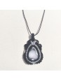 Collar ajustable de ágata dendrita con tejido negro