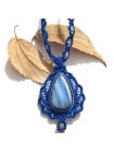 Collar artesanal Collar tejido en macramé Piedras preciosas Opalo azul Estilo hippie Regalo personal