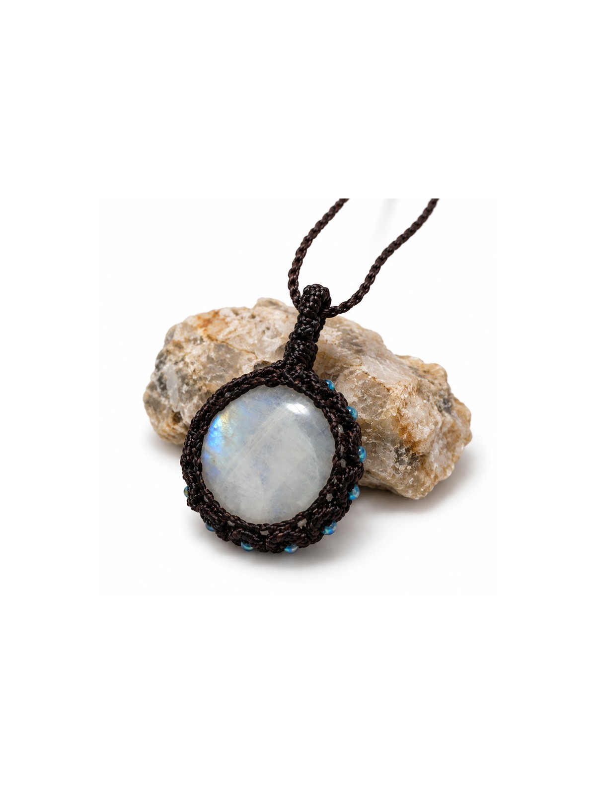 Collar artesanal Piedras Naturales Piedra Luna Gancho T Regalo ocasional Estilo Boho Hippie