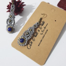 Pendientes largos Lapislázuli joyería en macramé Pendientes artesanos regalo artesanal