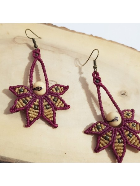 Pendientes artesanales Joyería macrame  semilla acai Estilo hippie Ideas de regalo