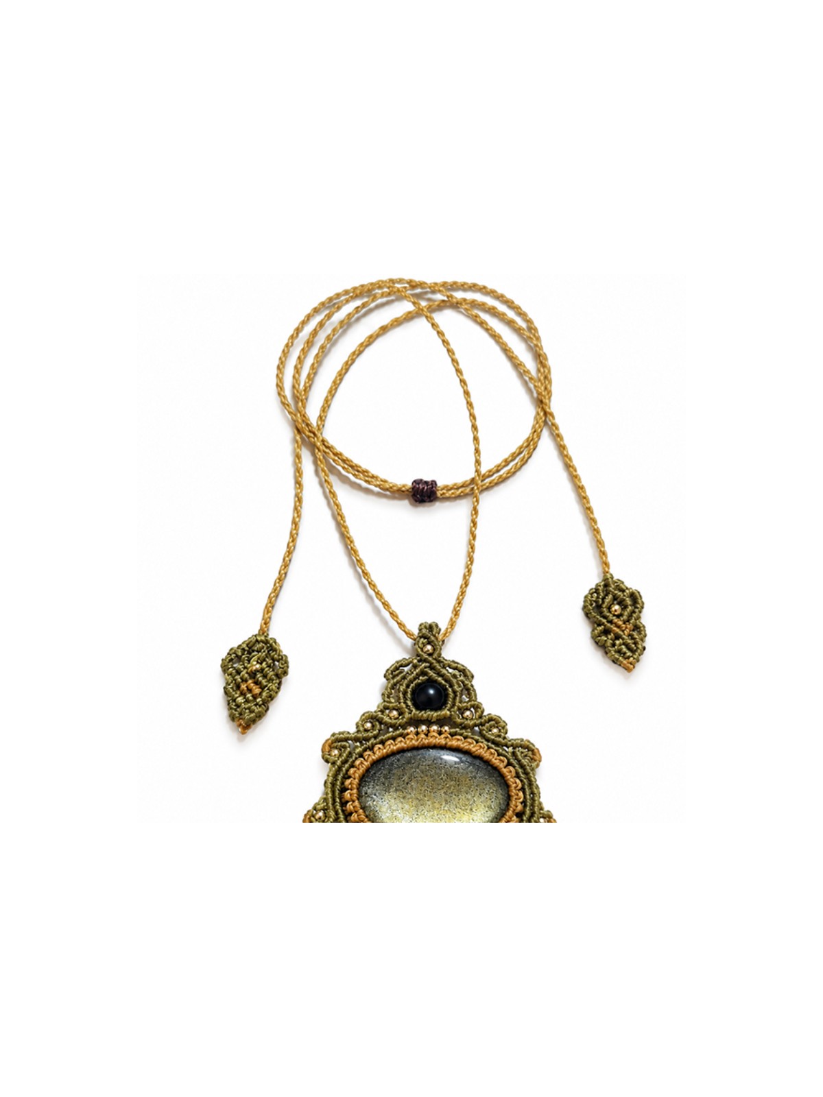 Collar de obsidiana dorada con cierre corredizo ajustable
