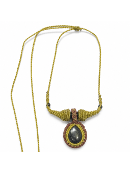 Collar artesanal de doble engarce con obsidiana dorada y ojo de tigre