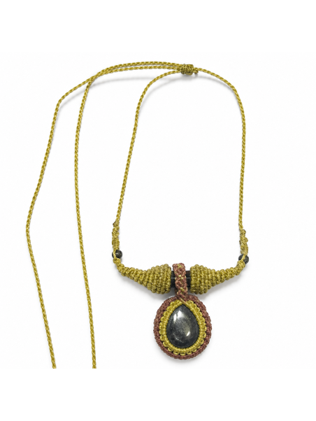 Collar artesanal de doble engarce con obsidiana dorada y ojo de tigre