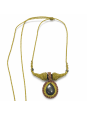 Collar artesanal de doble engarce con obsidiana dorada y ojo de tigre