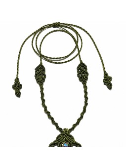 Collar de micro-macramé verde con ágata musgosa natural