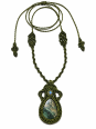 Collar artesanal de macramé con ágata musgosa