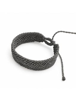 Pulsera unisex gris de micro-macramé ajustable