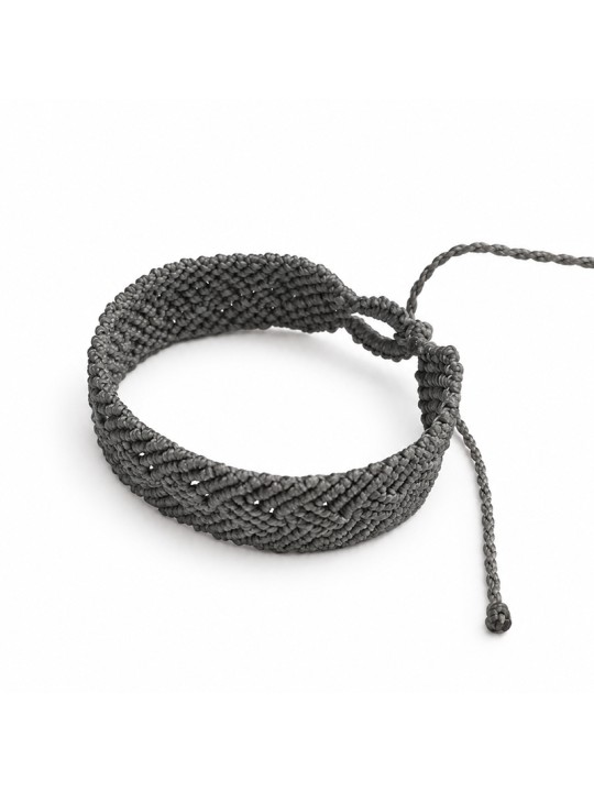 Pulsera unisex gris de micro-macramé ajustable