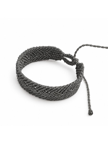 Pulsera unisex gris de micro-macramé ajustable