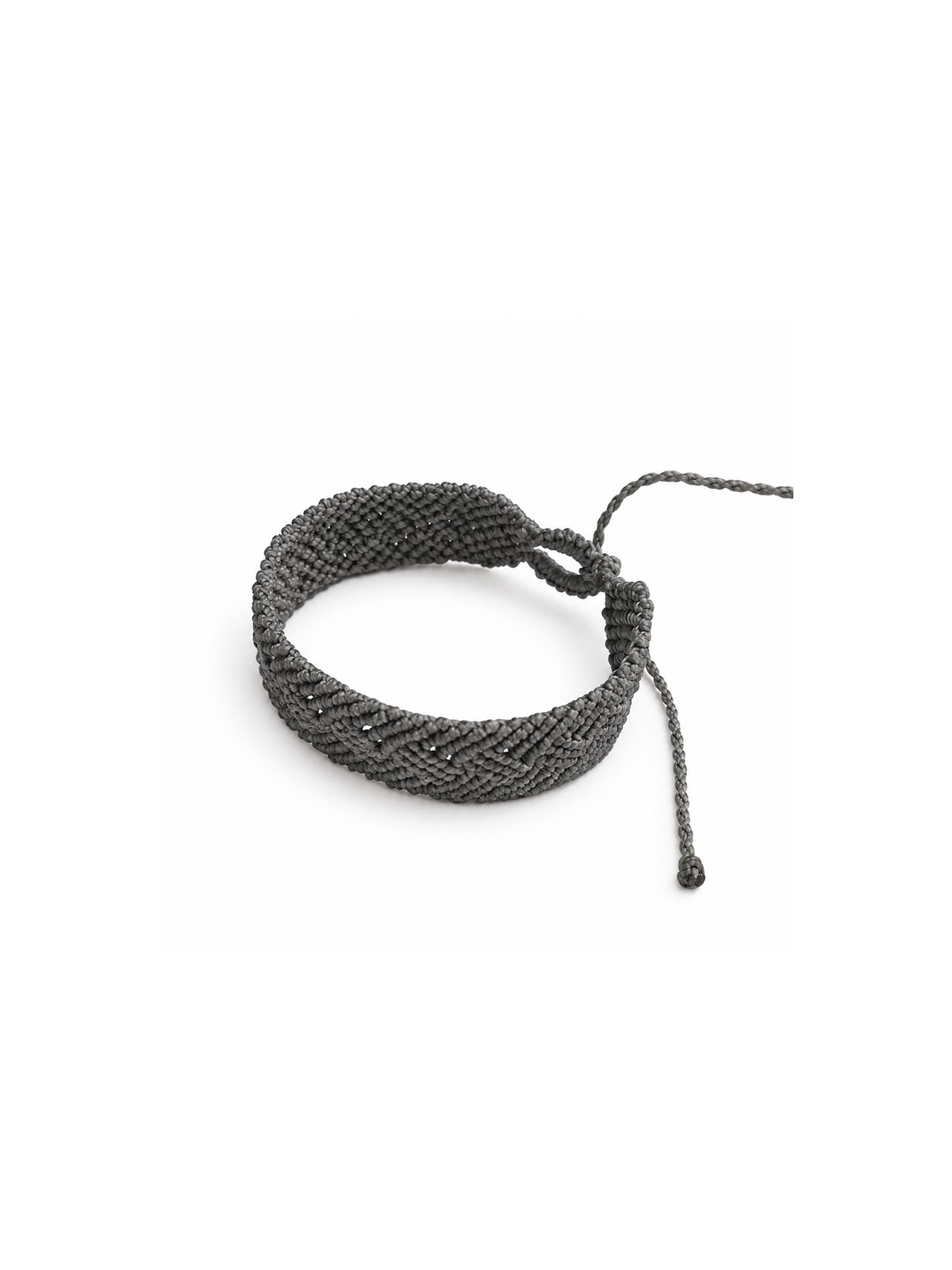Pulsera unisex gris de micro-macramé ajustable